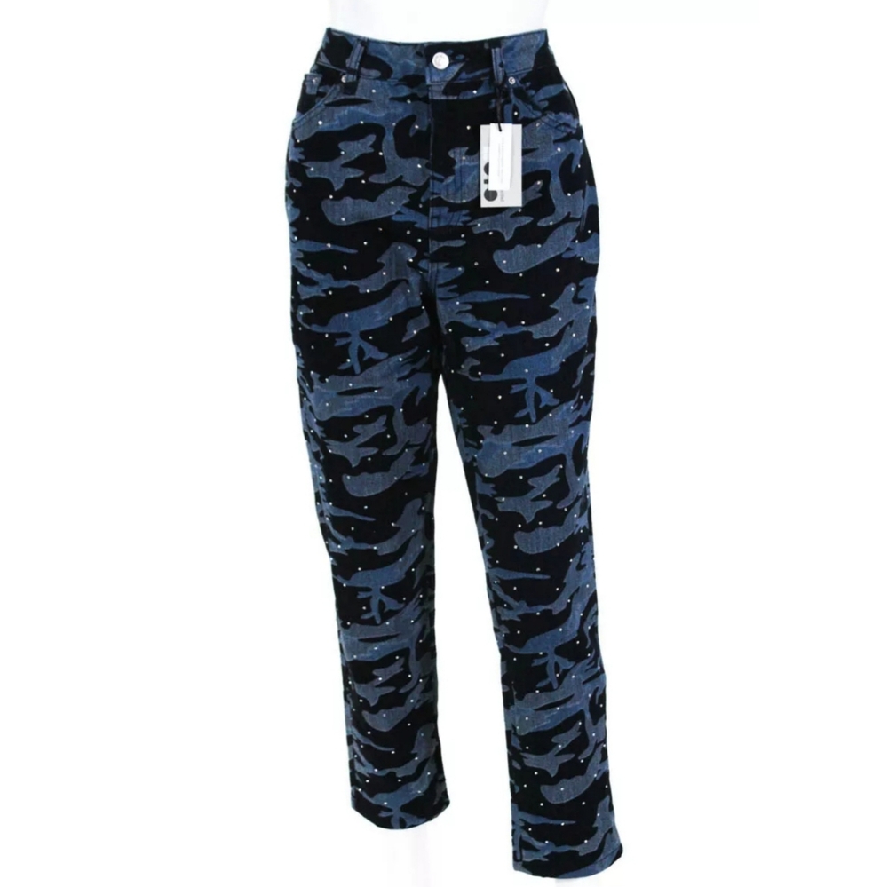 Topshop 8 Moto MOM Camouflage Bling Jeans